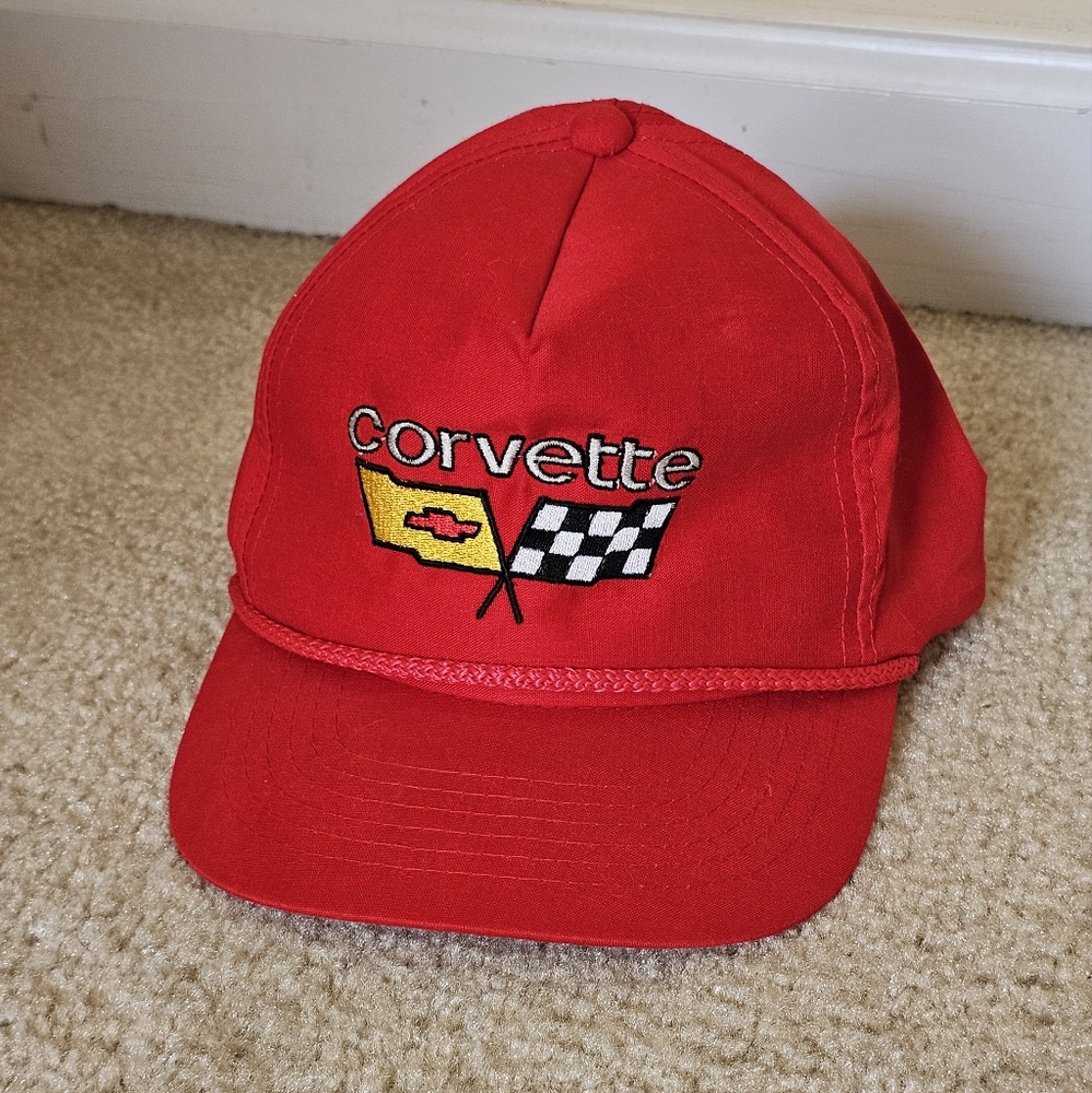 Vtg Chevrolet Corvette Hat Cap 70s 80s Rope Racing Snapback Young Man Hat Co.‎